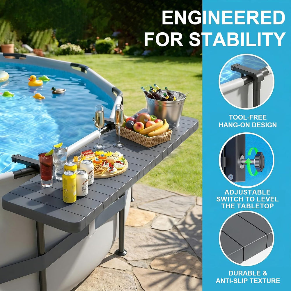 Poolside Bar Table for Above Ground Pool, 49.4x9.6 Outdoor Hanging Swim-Up Ta...