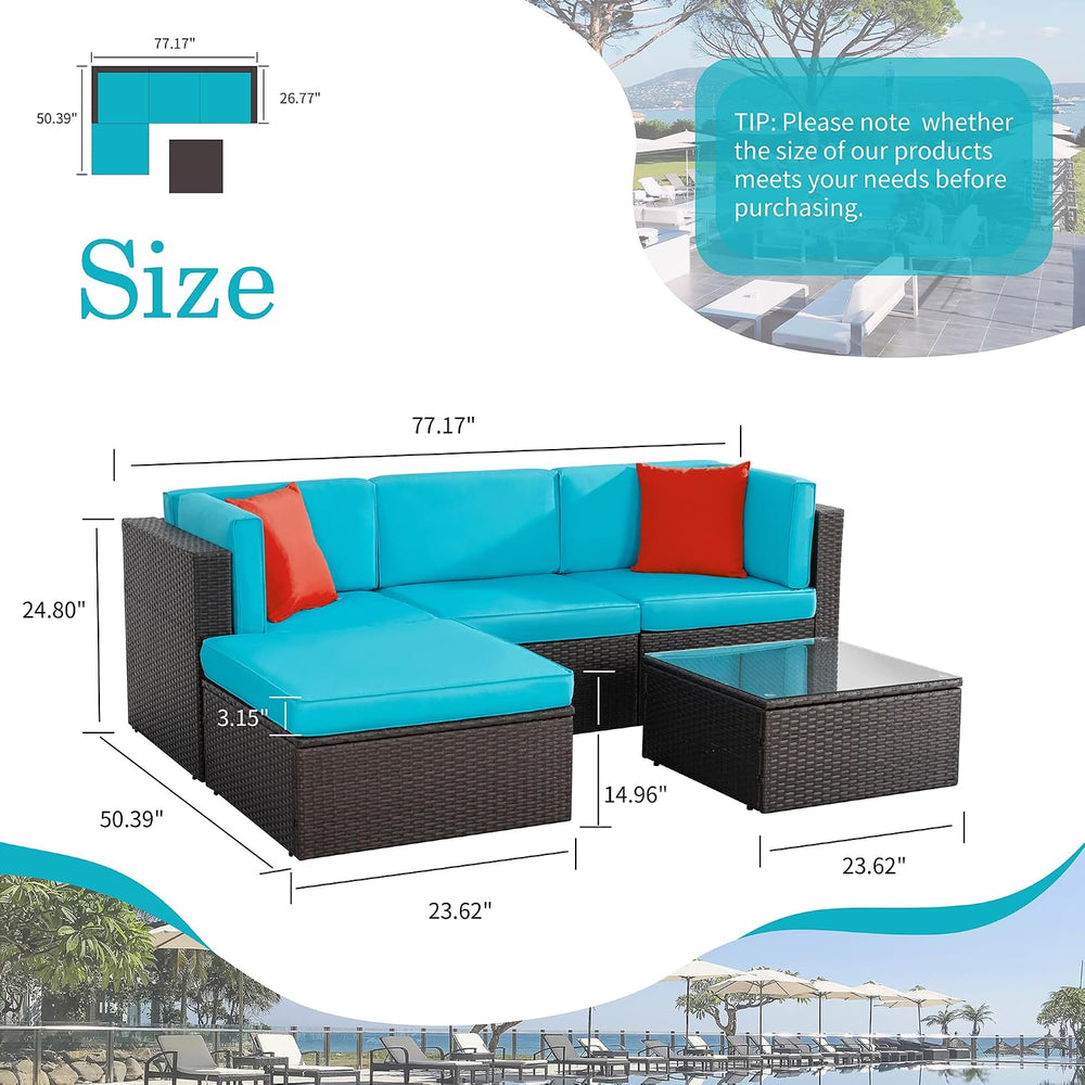 Shintenchi 5 Pieces Patio Furniture Sets Outdoor All-Weather Sectional Patio ...