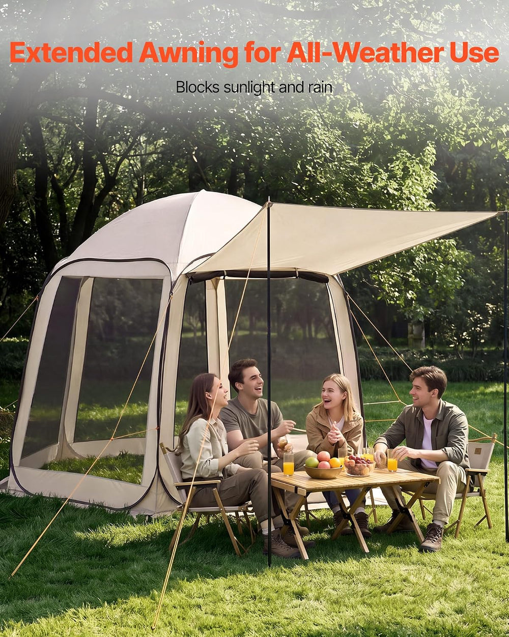 Pop Up Screen House Tent VEVOR 10 x 9.2 FT Pop-Up Screen Room with Awning, Po...