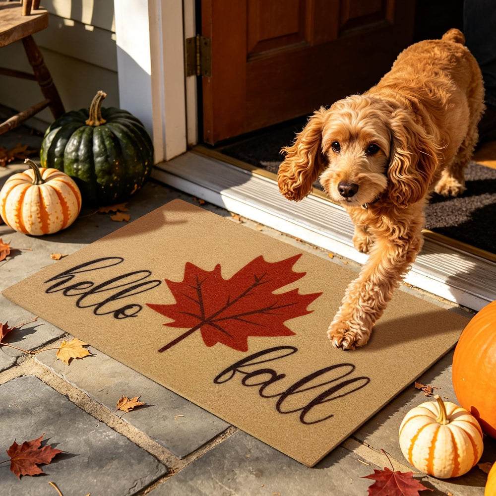 Hello Fall Door Mat, Non Slip Front Welcome Mat Outdoor Indoor 24x36