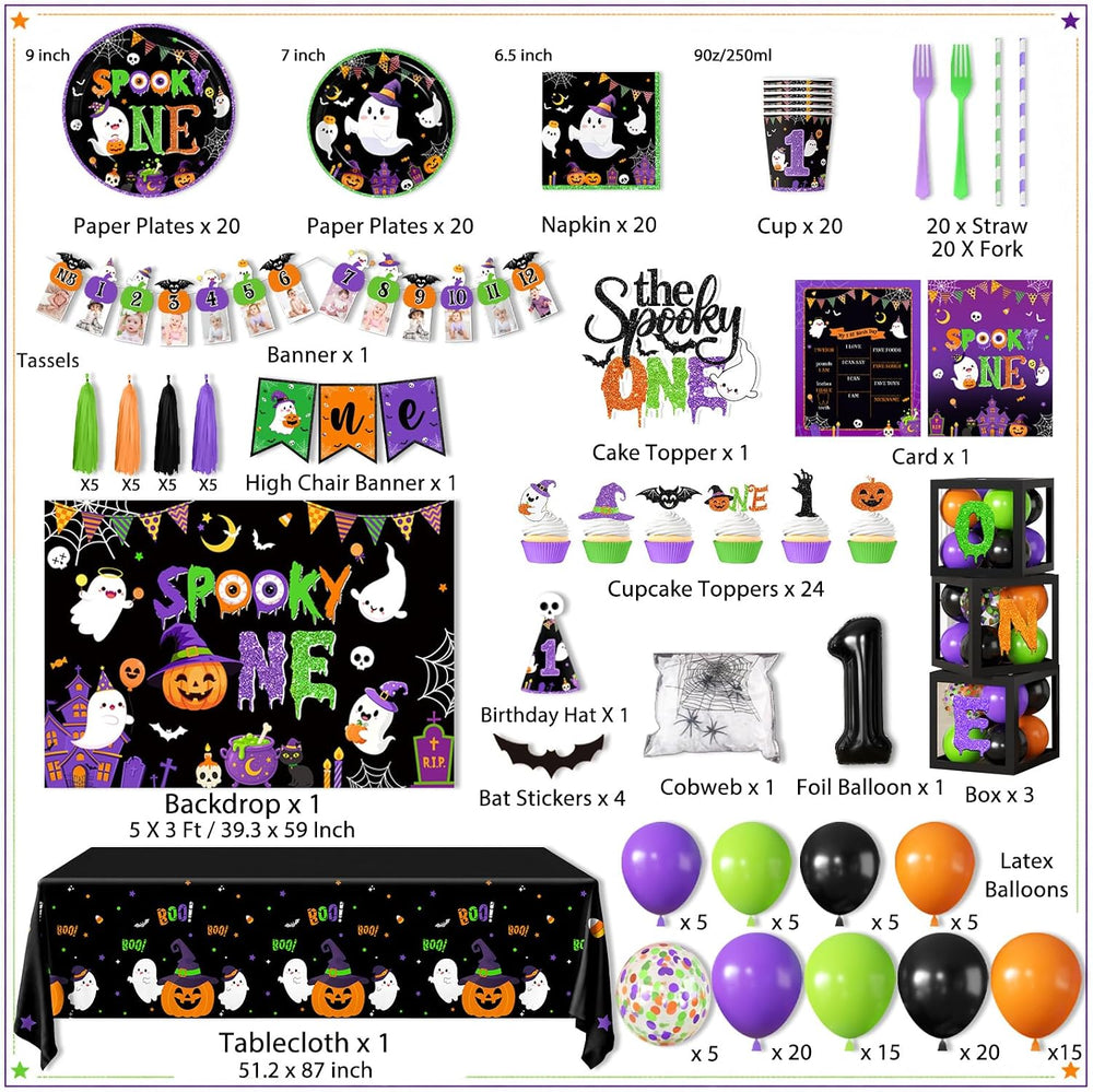 Halloween Spooky One Party Decorations Black Purple Halloween 1st Birthday