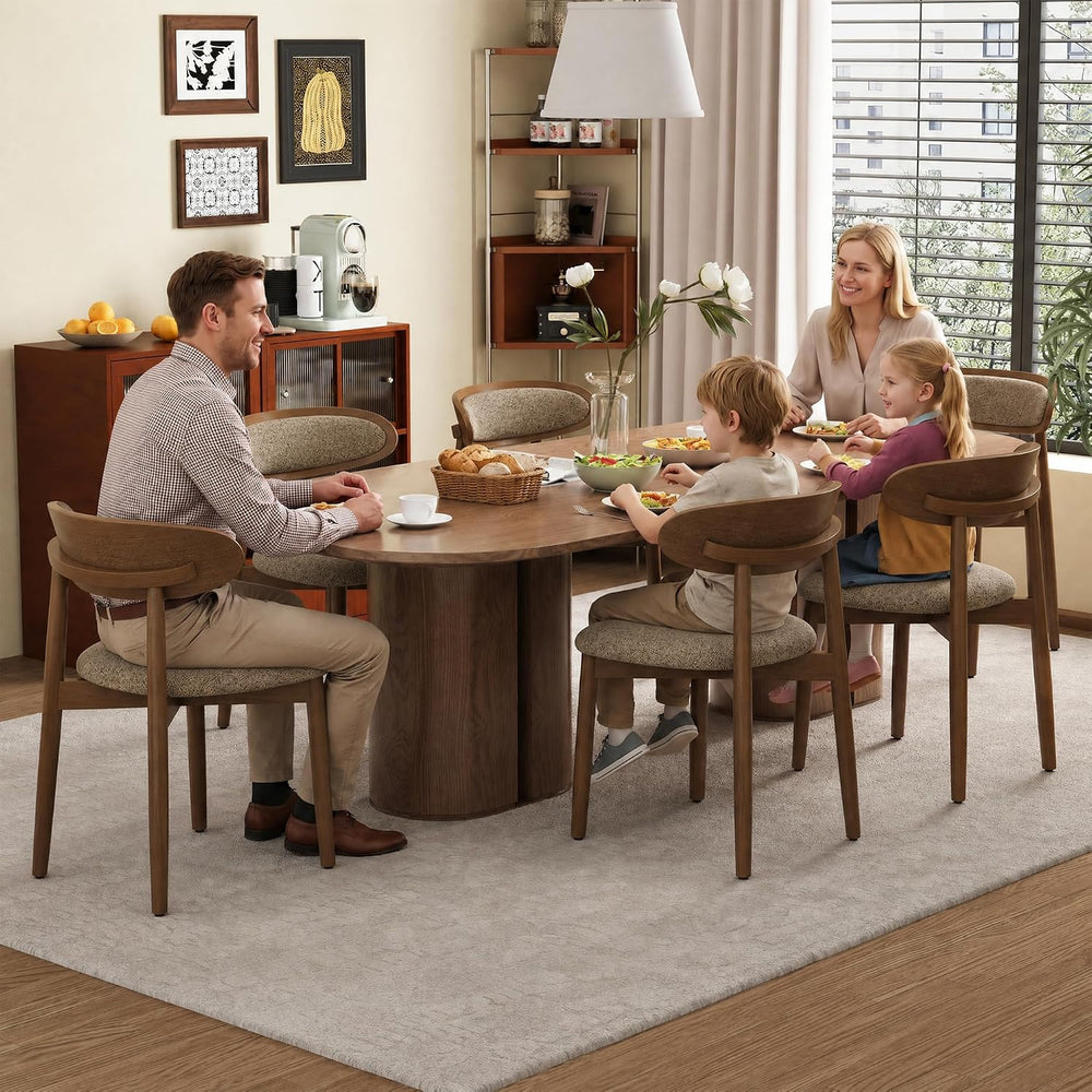 Dining Chairs Set of 6, Upholstered Dining Room Chairs with Solid Wood Legs