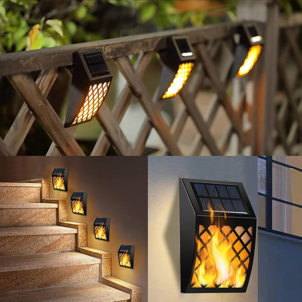 Dynaming Solar Flame Wall Lights Outdoor, 8 Pack Solar Powered Wall Lights, F...