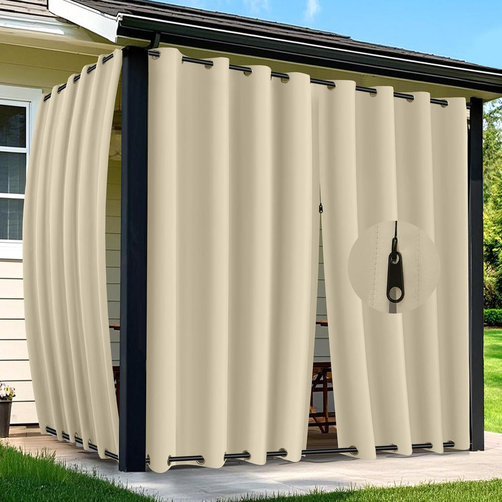 Arfntevss Outdoor Curtains for Patio Waterproof 2 Panels Blackout Curtains 84...