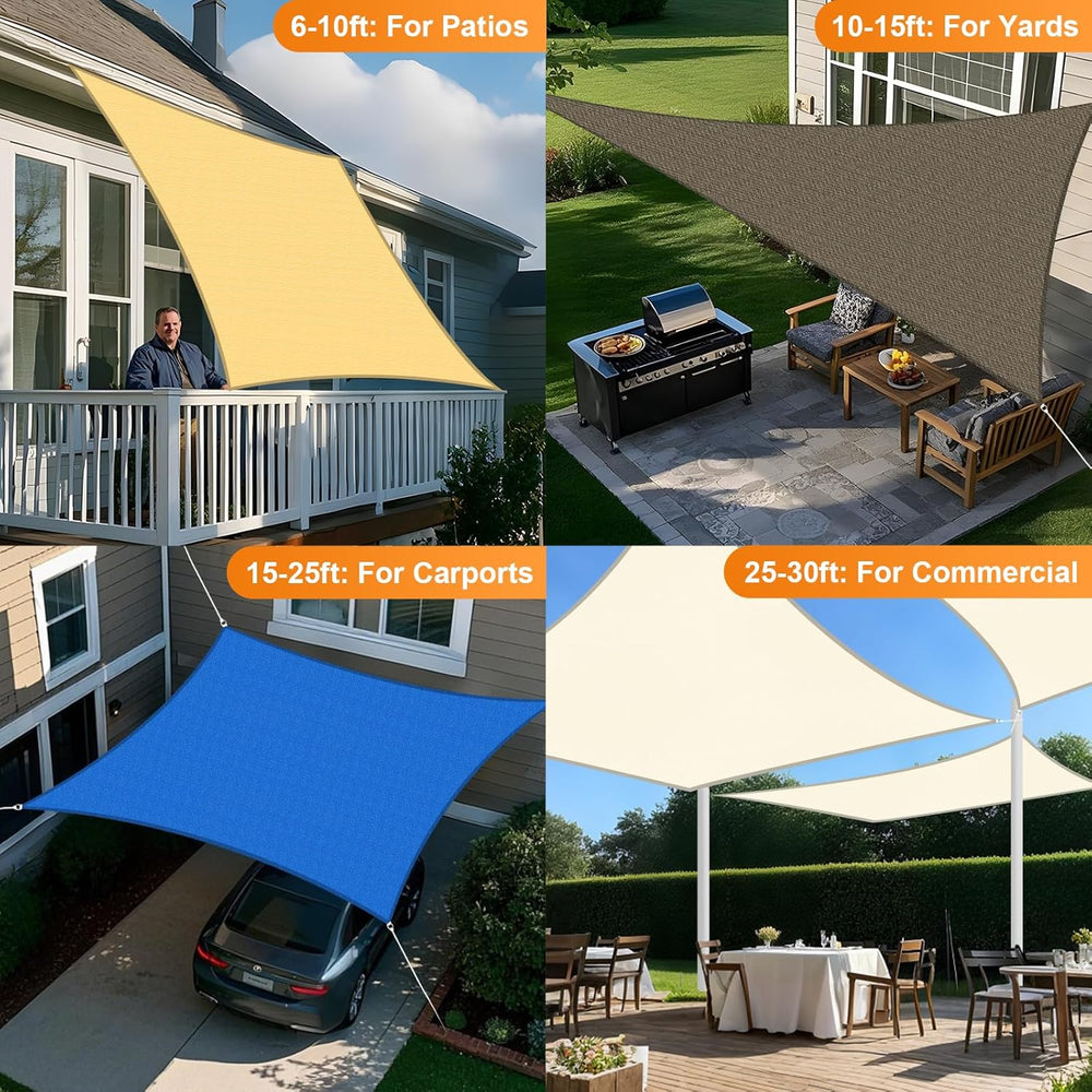 Artpuch Sun Shade Sail 20'X20' Dark Grey Rectangle