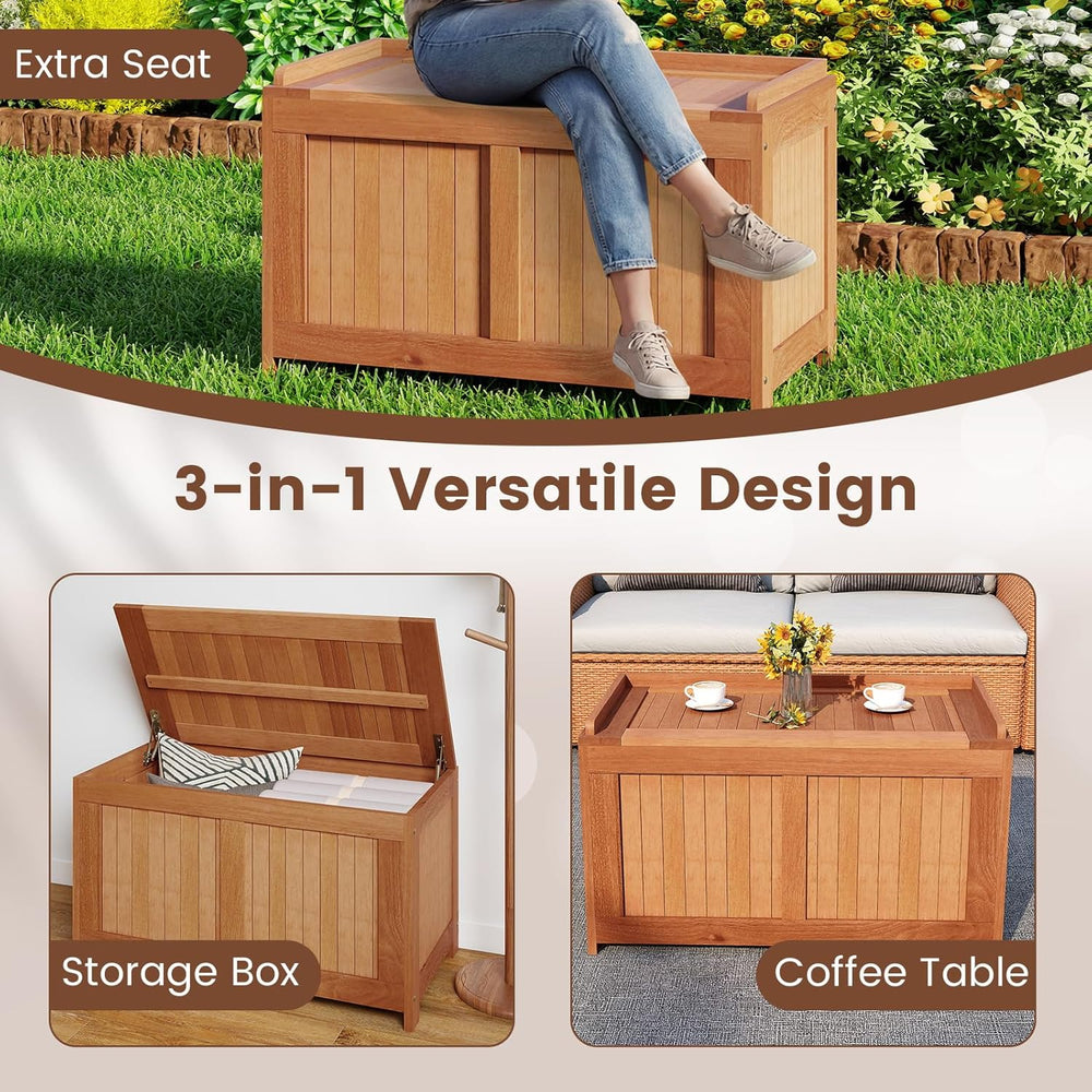RELAX4LIFE Wood Deck Box, 52 Gallon Backyard Storage Bin Container for Patio ...