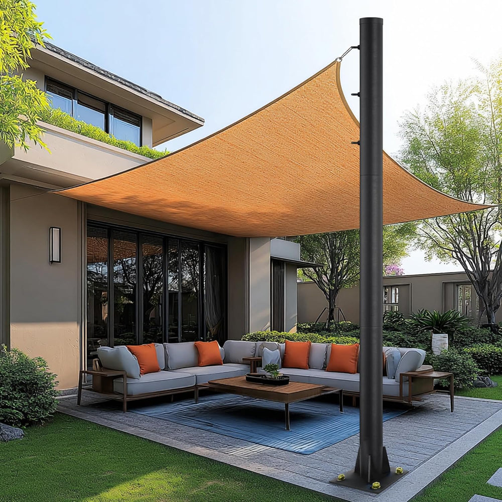 10ft Sun Shade Pole, 3" Diameter Heavy Duty Metal, Black Shade Sail Pole...