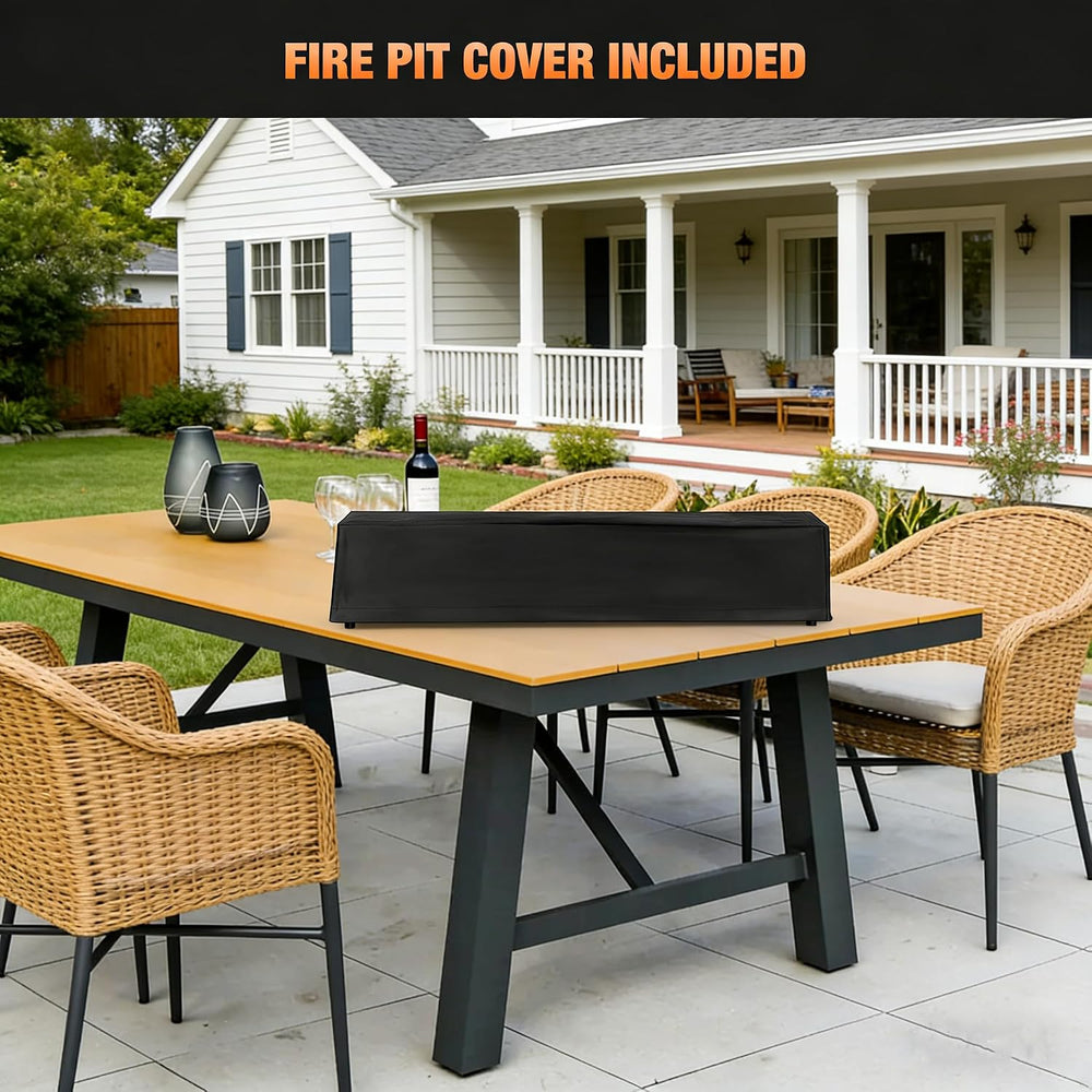 28" Propane Gas Fire Pit with 10FT Hose, 2 Covers & Glass Beads, FP063
