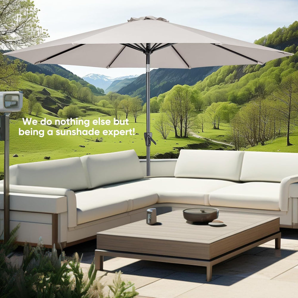 Tempera Patio Market Outdoor Table Umbrella with Push Button Tilt and Crank, ...