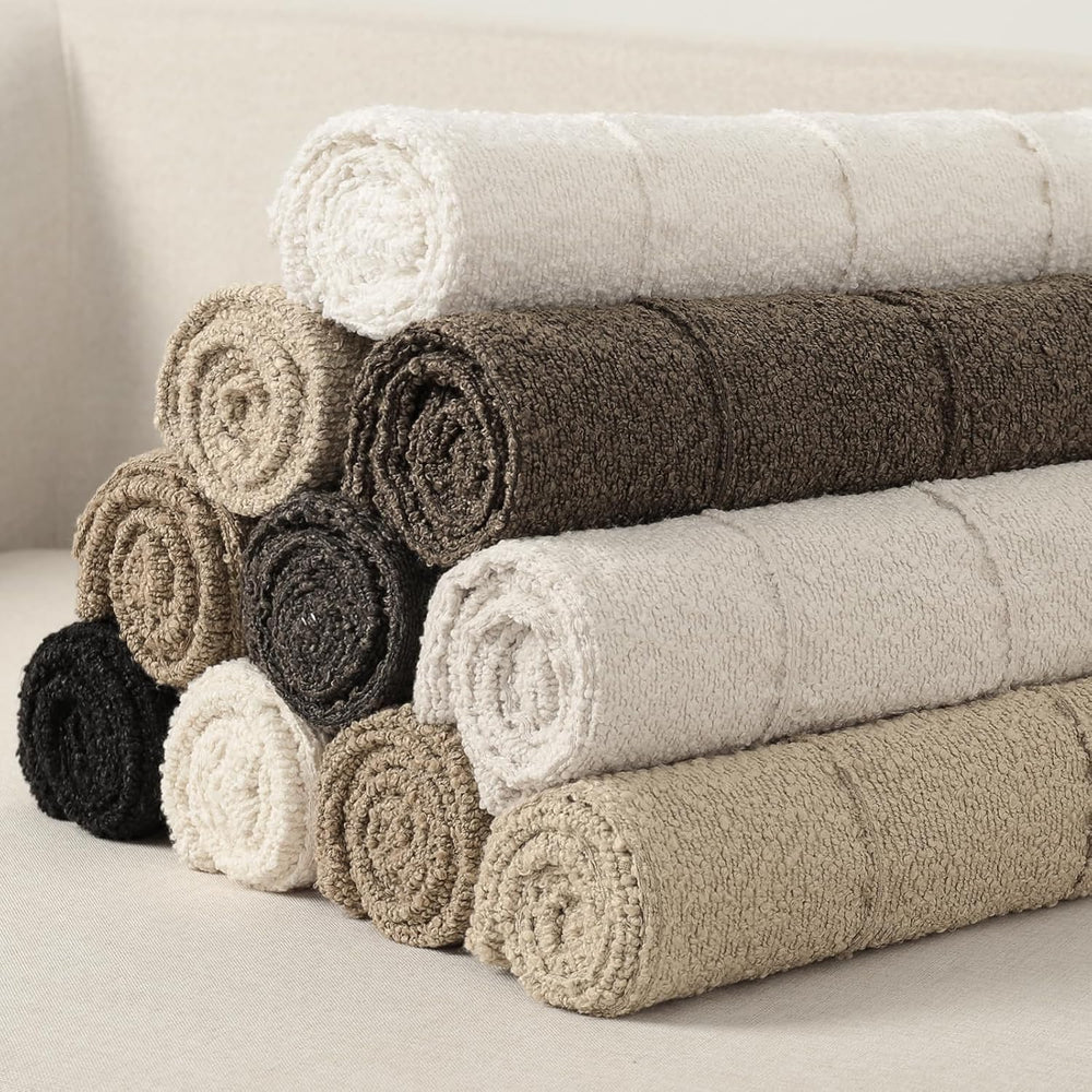 YCOLL Textured Boucle Throw Pillow Covers 24x24 Pack of 2 - Soft Neutral Stri...