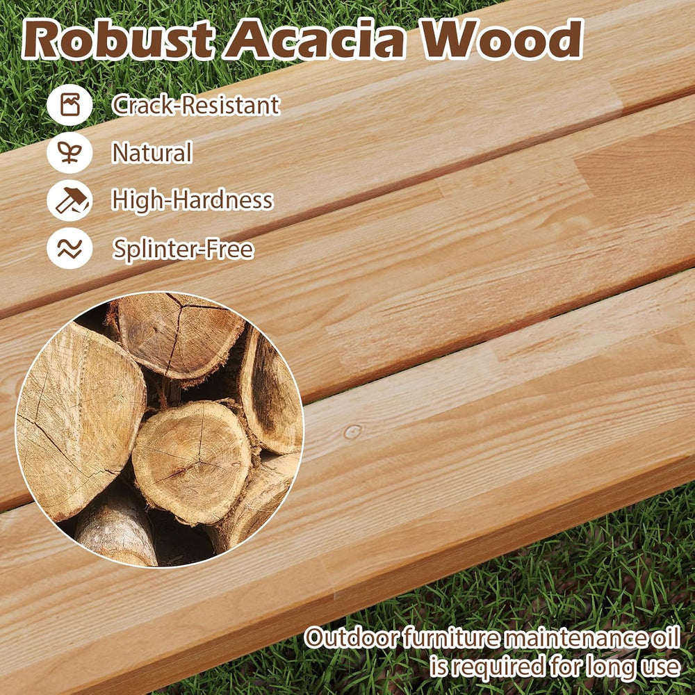 Outdoor Bench Garden Bench Set of 2, 63" Backless Acacia Wood Bench with...