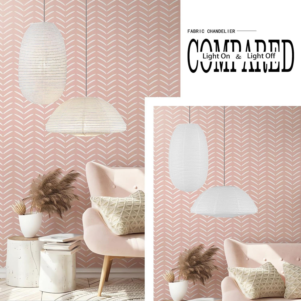 METHEDEECO Set of 2 Rice Paper Pendant Light Shades, 19in & 21in