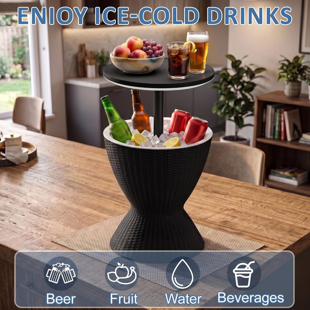 EasyUp Outdoor Cooler Bar Table – 8 Gallon Outdoor Patio Cooler Table with Dr...