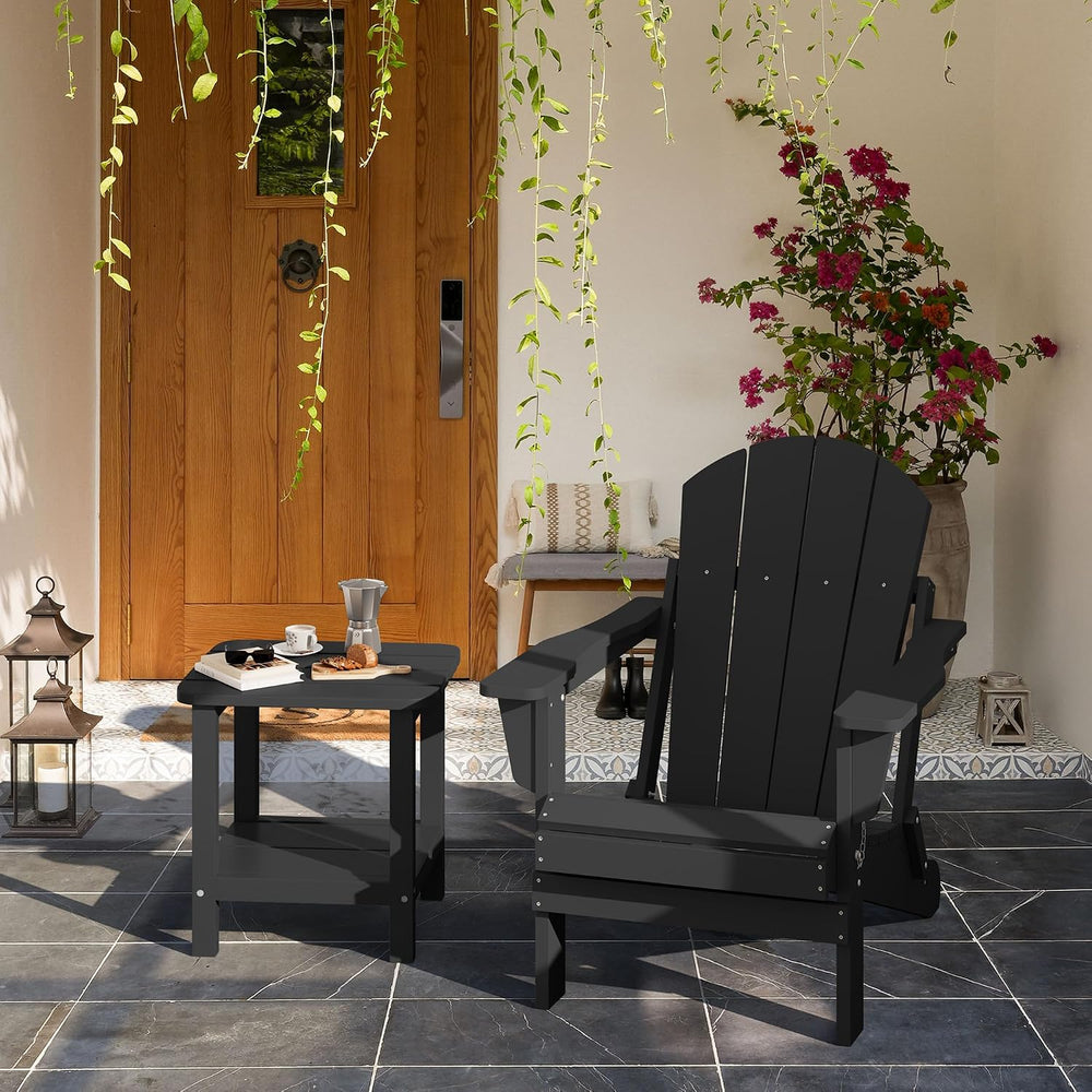 SERWALL Double Adirondack Side Set of 4, Table Rectangular End Table, Black