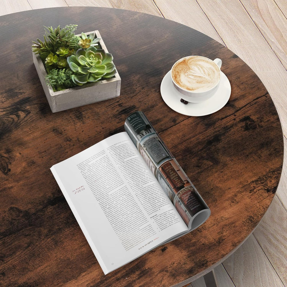 Round Coffee Table, 2-Tier Circle Coffee Table with Storage, Modern Wood Roun...