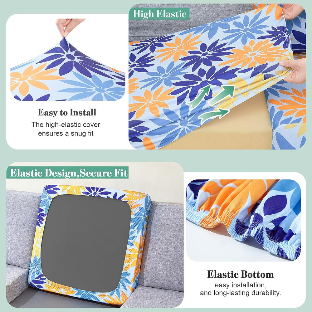 8Pcs Patio Cushion Covers Stretch Outdoor Furniture Protector Slipcovers