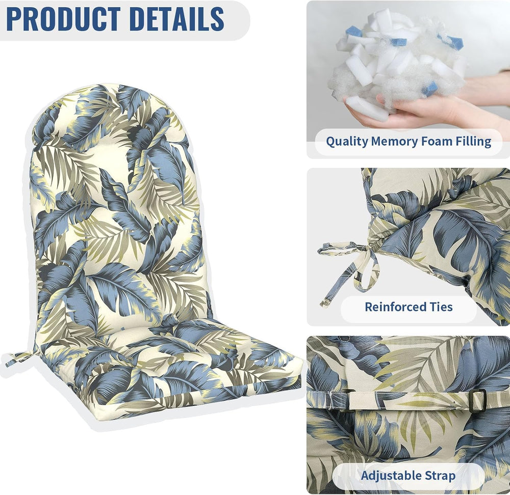 Outdoor Adirondack Chair Cushions with Ties, Tufted Outdoor Chair Cushion, An...