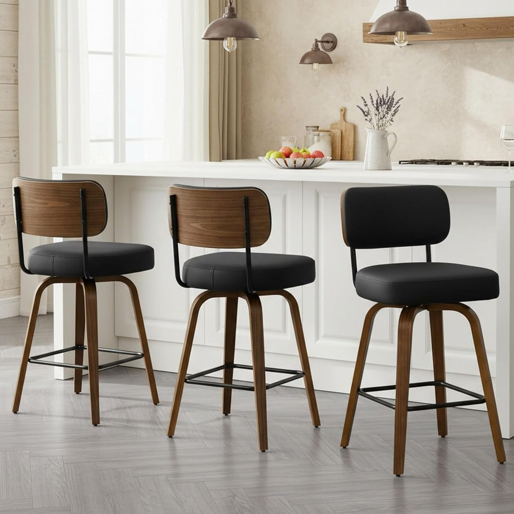 Swivel Bar Stools Set of 3, 30" Bar Height, Black