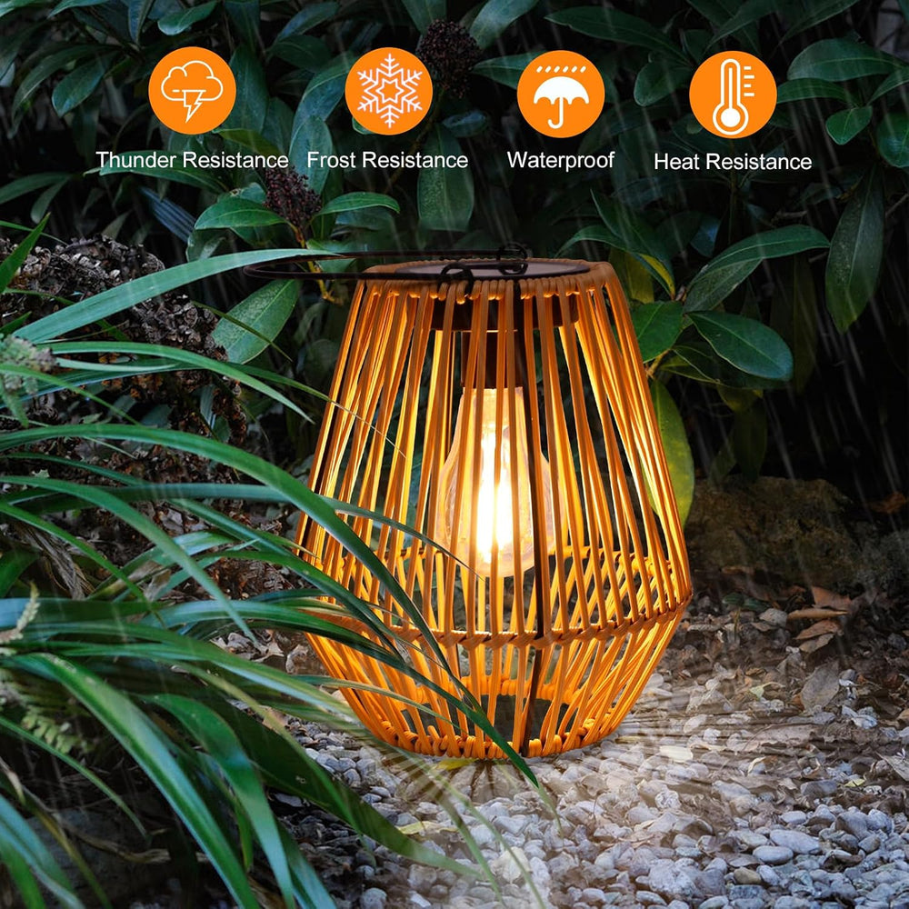 Livinlarge Solar Lanterns Outdoor Waterproof,Wicker Solar Lantern 2 Pack | Gi...