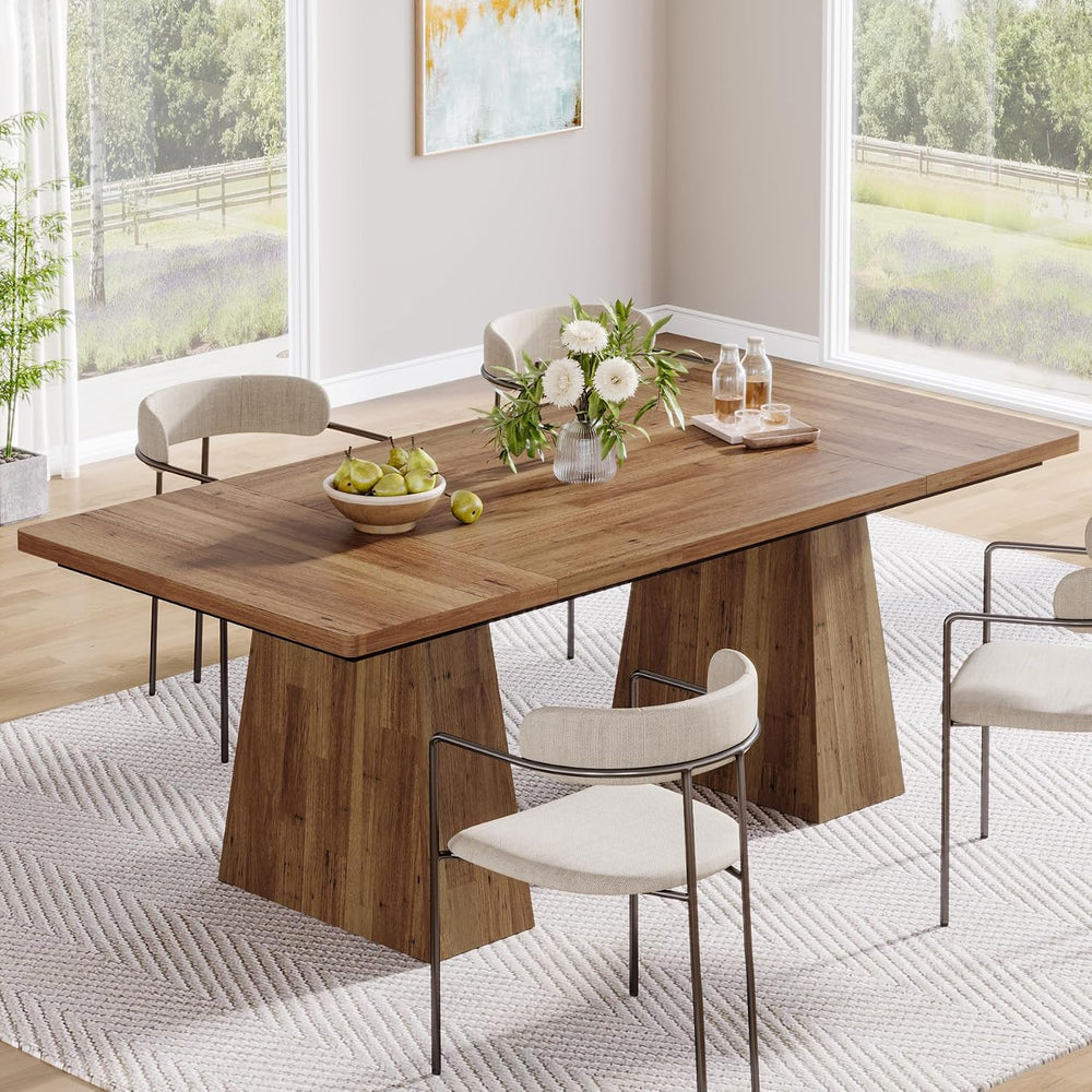 Tribesigns Dining Table for 6, Farmhouse Wood Dinner Rectangular Table Kitche...