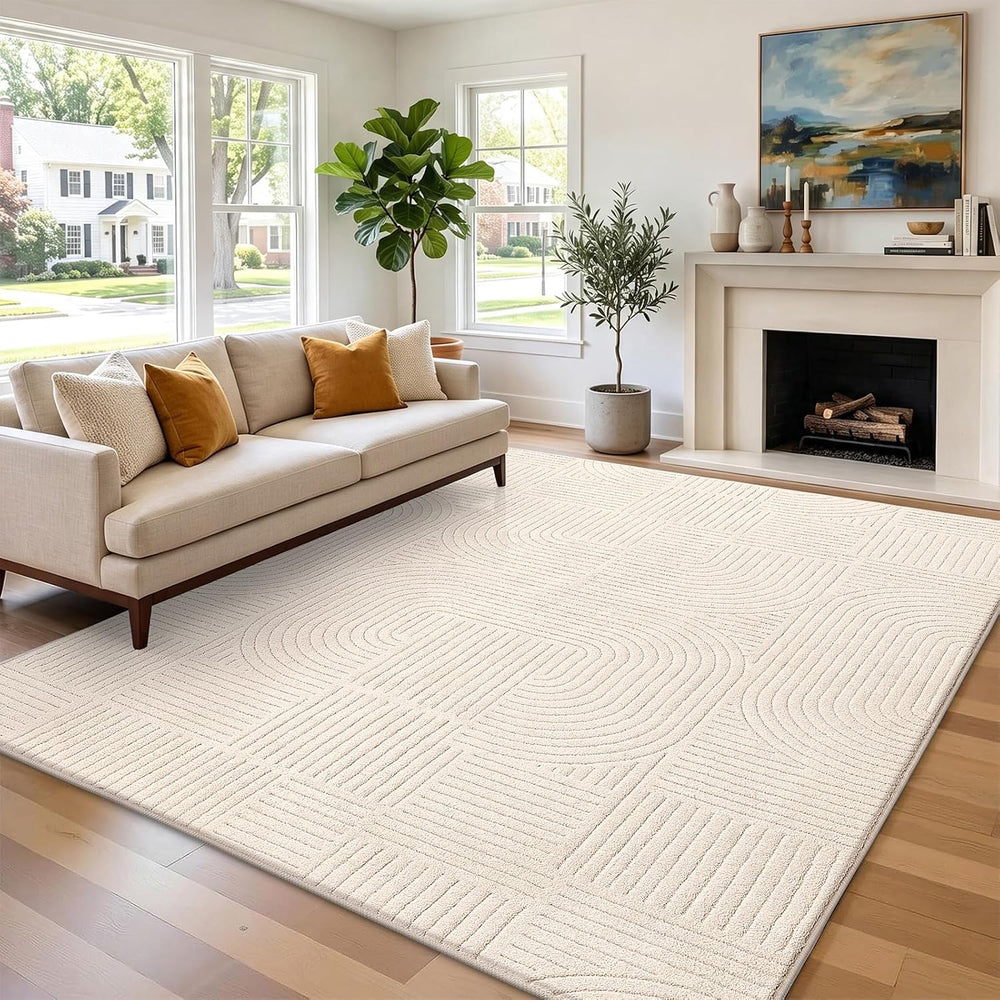 HEBE 5'x7' Area Rugs for Living Room,Washable Non Slip Textured Bedro...