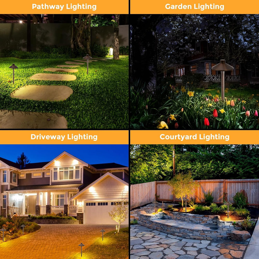 Gardencoin Solid Brass Low Voltage Landscape Pathway Lights (6.7'' Sh...