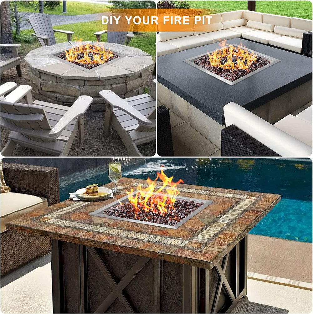 onlyfire 18" Square Fire Pit Burner Ring for Natural Gas/Propane Fireplace
