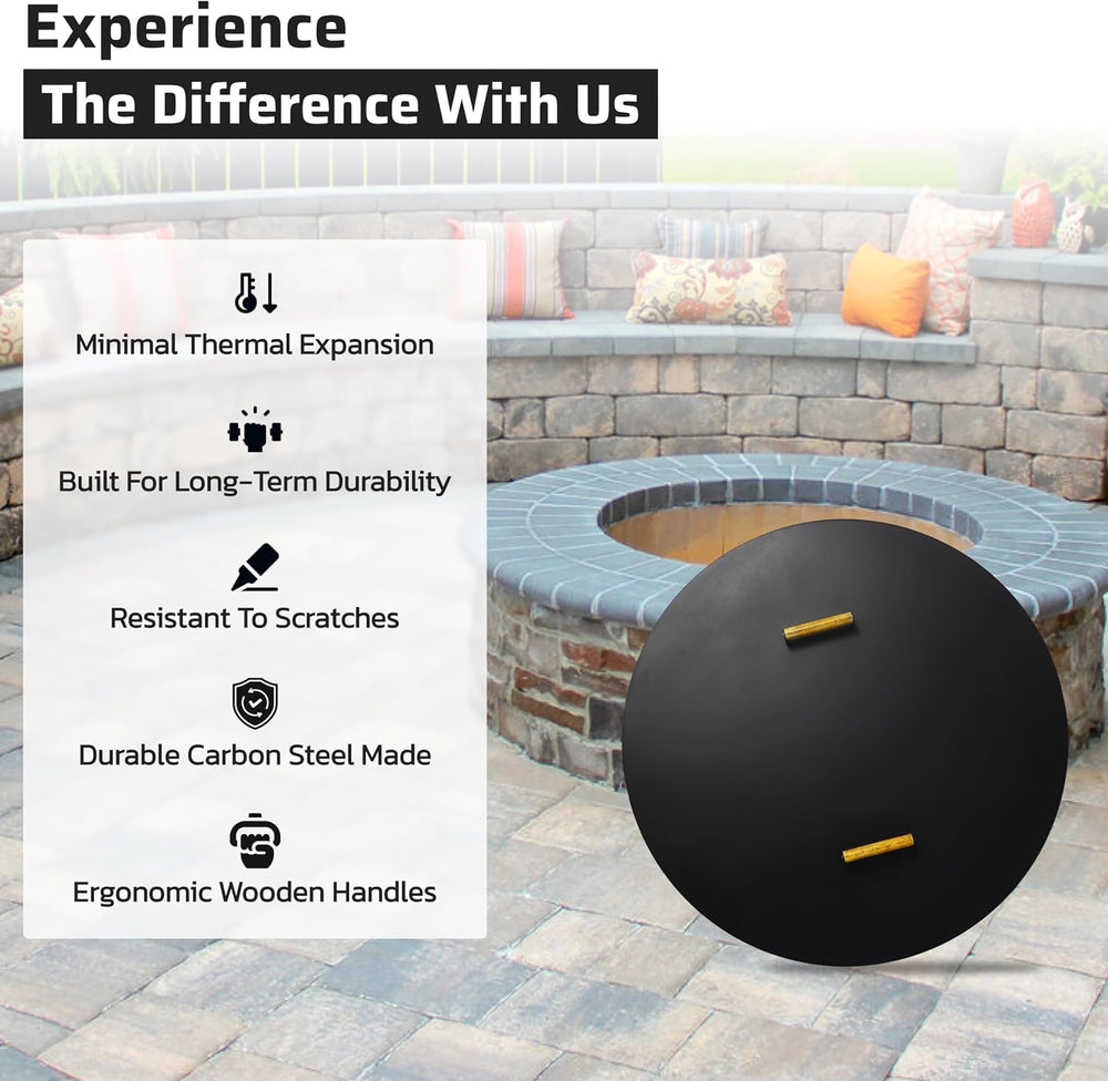 FEBTECH - 35" Round Fire Pit Cover Lid - Fits 32" Fire Pit Fireplac...