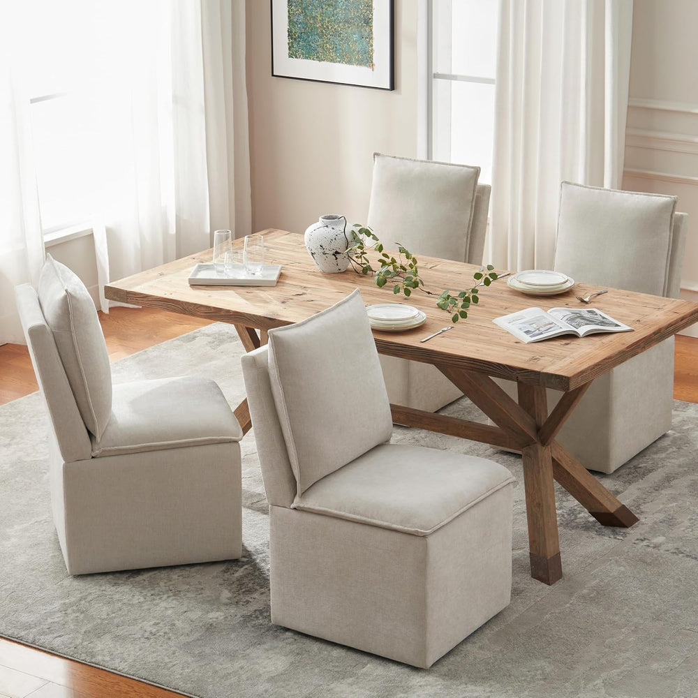 VKNOW Upholstered Dining Chairs Set of 4, Dining Room Chairs with Storage