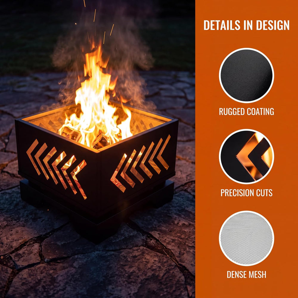 Fire Beauty Arrow Geometric Cutout 2-in-1 Outdoor Fire Pit Heating & BBQ