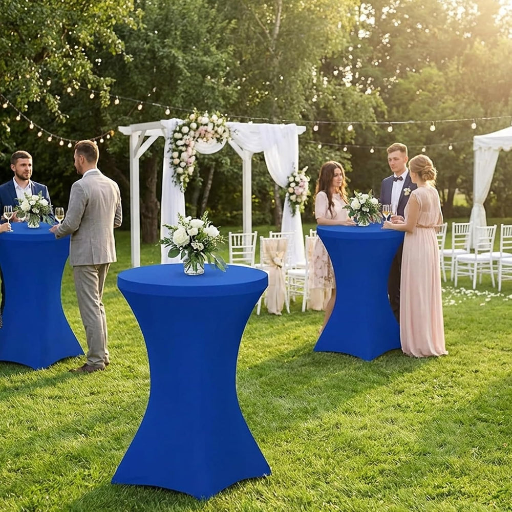 Fixwal 4 Pack Cocktail Tablecloth Bar Top Table Covers Round Royal Blue