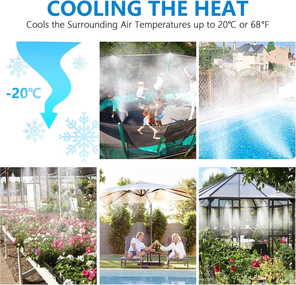Misters for Outside Patio,White Misting System for Cooling Outdoor,50Ft|15M