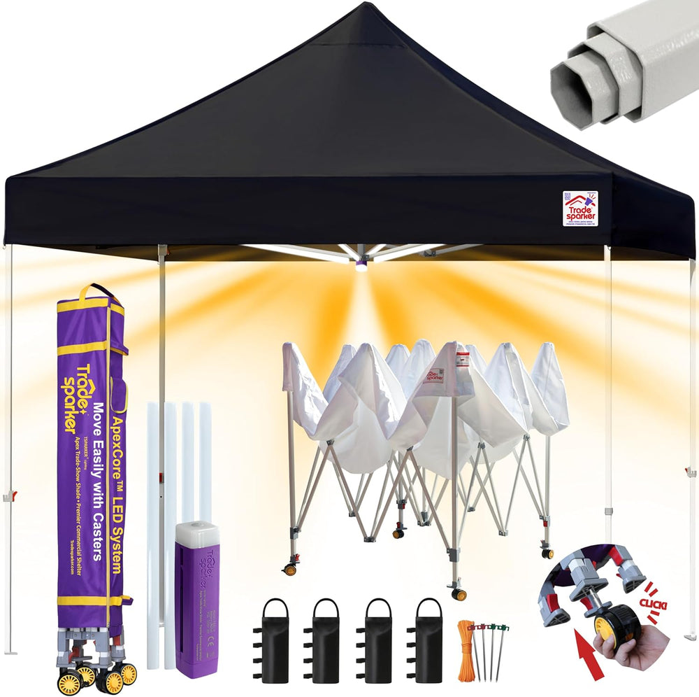 Tradesparker 10x10 Pop Up Canopy Tent,Commercial Movable Canopy with ApexCore...