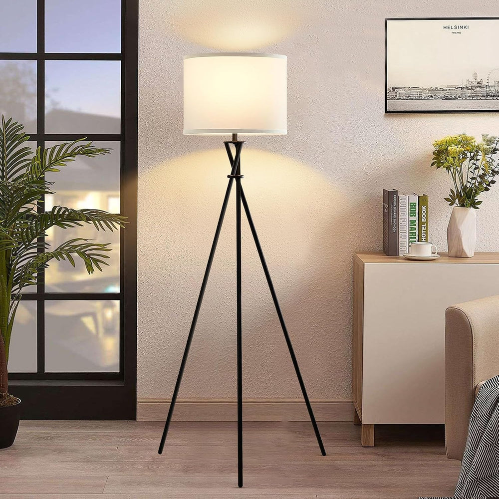Black Tripod Floor Lamp, 61” Floor Lamps for Living Room with Rotary Switch