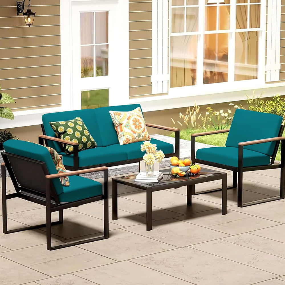 8Pcs Patio Cushion Covers, Outdoor Stretch Cushion Covers, Washable