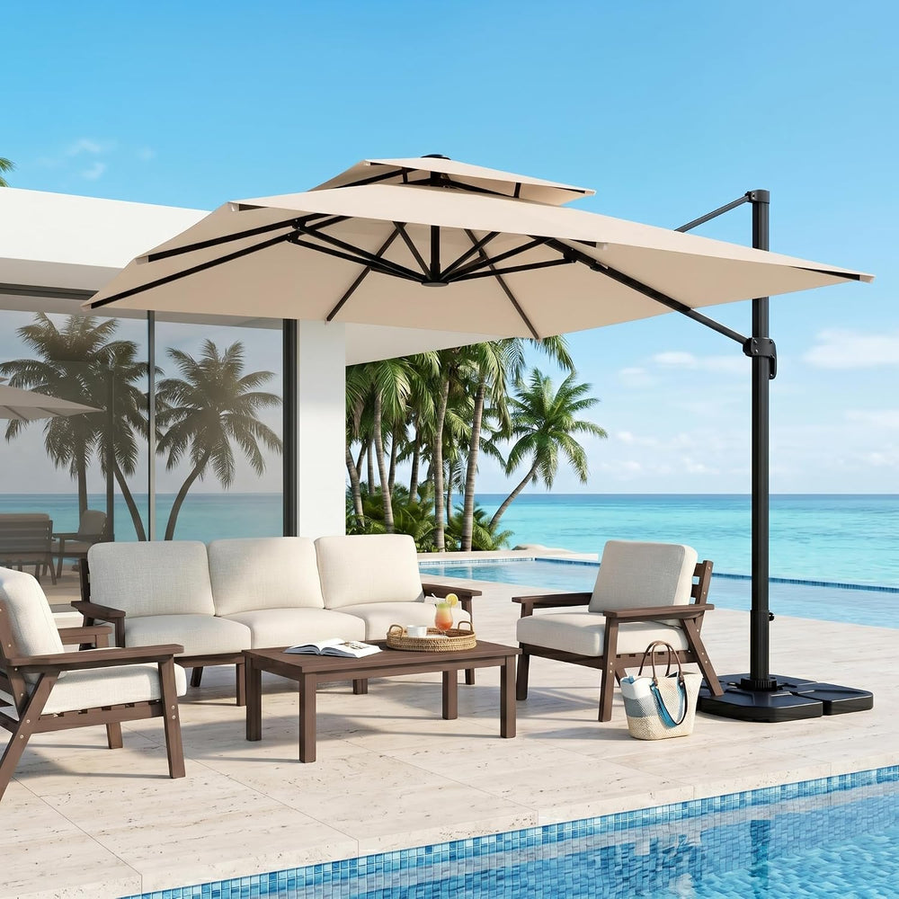 Kingdura 11' X 11' Cantilever Patio Umbrella with Double Top Vent, La...