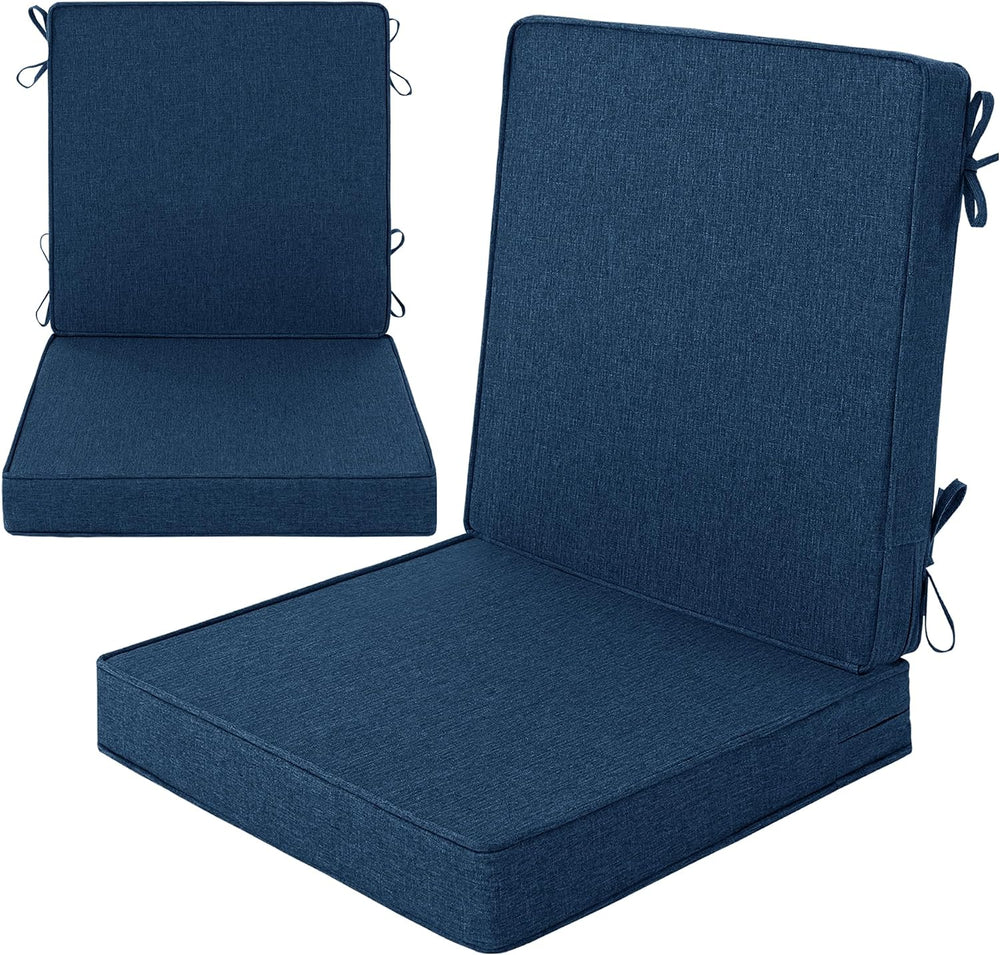 Outdoor Chair Cushions Set of 2, 18 x 16.5 Inch, Navy Blue