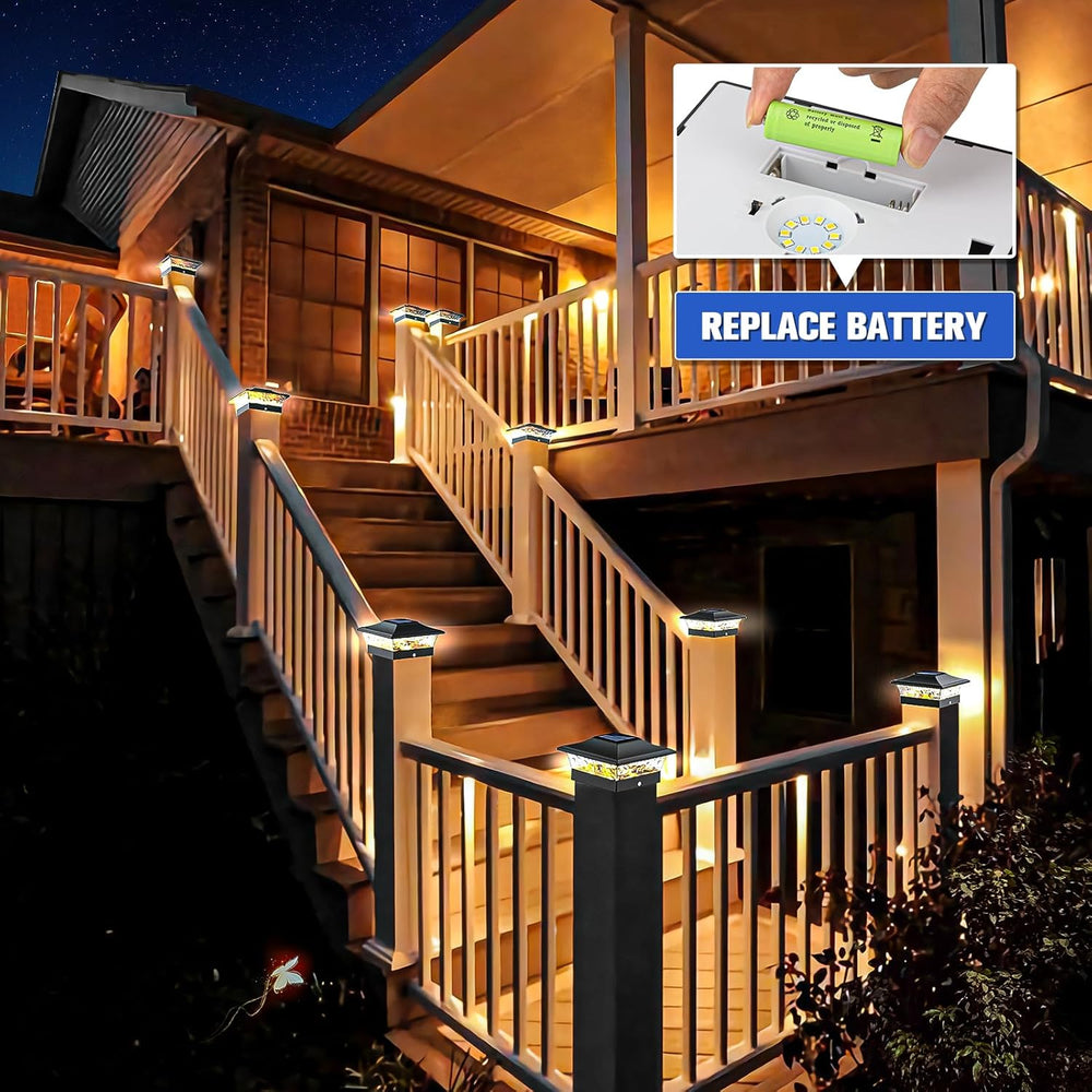 VOLISUN Solar Post Cap Lights, 2 Modes Outdoor Fence Lights (6 Pack, Black)