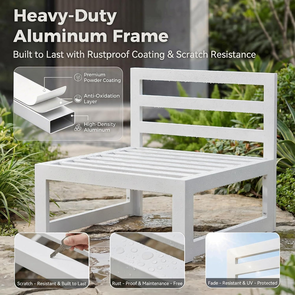 NICESOUL 9 Pcs Oversized Modern Aluminum Patio Furniture Set, 500lbs Heavy Du...