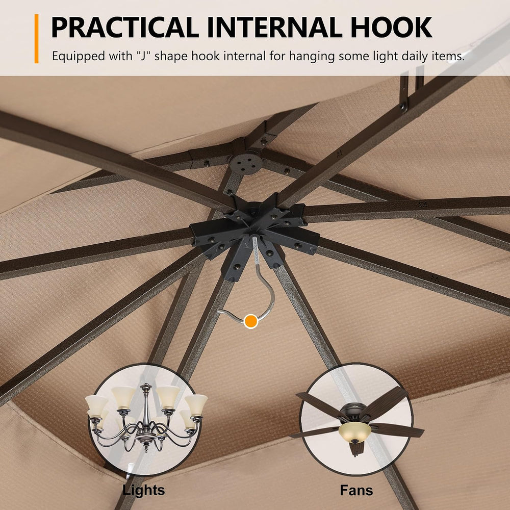 ABCCANOPY Outdoor Patio Gazebo 9x9 with Mosquito Netting, Khaki
