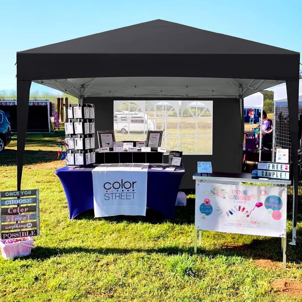 10X10 Pop Up Canopy Tent with 4 Removable Sidewalls, 1-Person Setup Canopy Te...