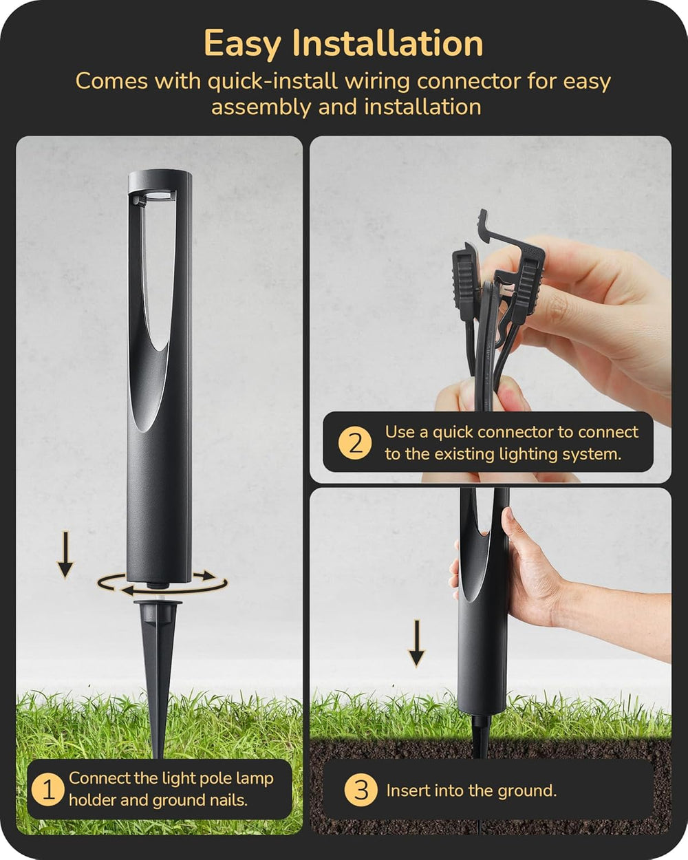 EDISHINE Low Voltage Landscape Lights for Walkway 6 Pack