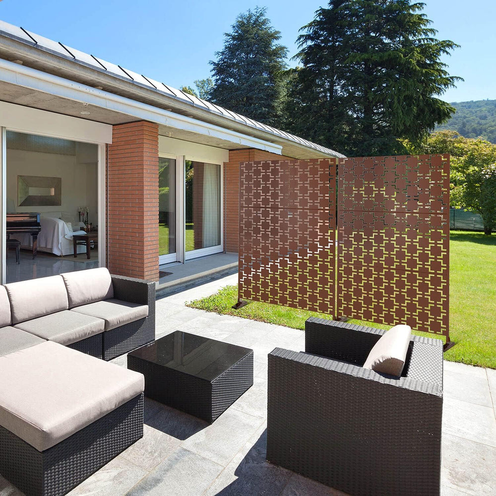 Elevens Patio Privacy Screen Balcony Decorative Screen Set with Stand, Outdoo...