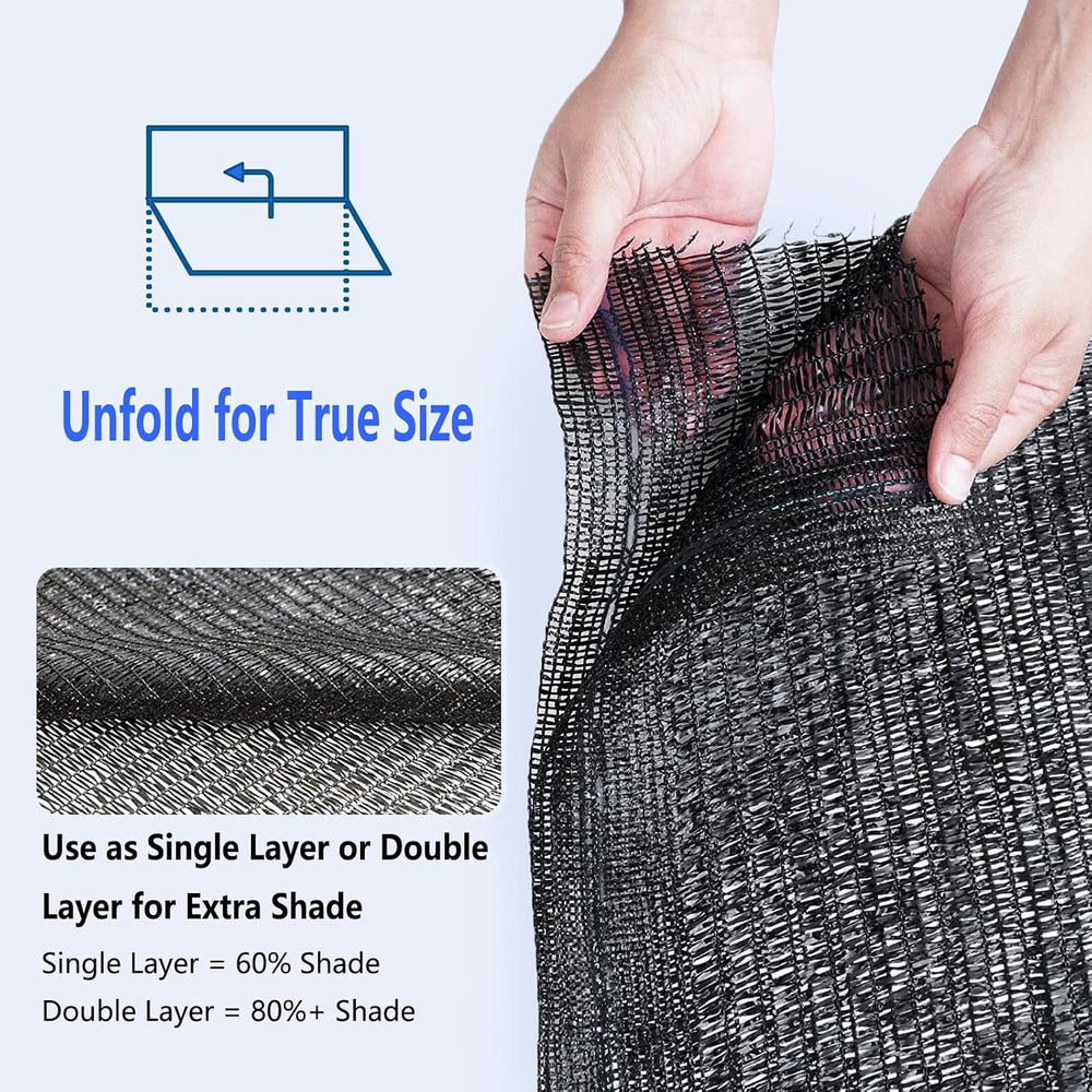 60% Shade Cloth Roll 8ft x 100ft - HDPE Sun Shade Fabric Roll, UV Block Cutta...
