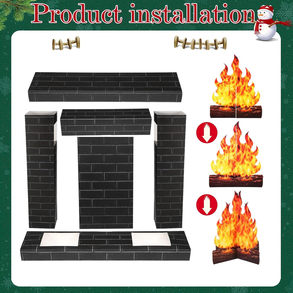 AmazingSpark 1 Set Christmas Corrugated Fireplace 35.5 x 29 x 8 Inch Cardboar...