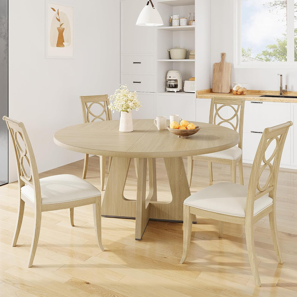 IDEALHOUSE 47" Round Dining Table Set for 4 to 6, Farmhouse Kitchen Tabl...