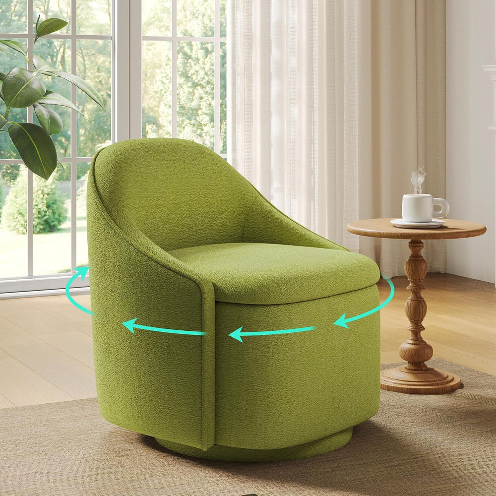 LINSY Swivel Accent Chair with Storage Comfy Chenille Barrel Chairs, Small 36...