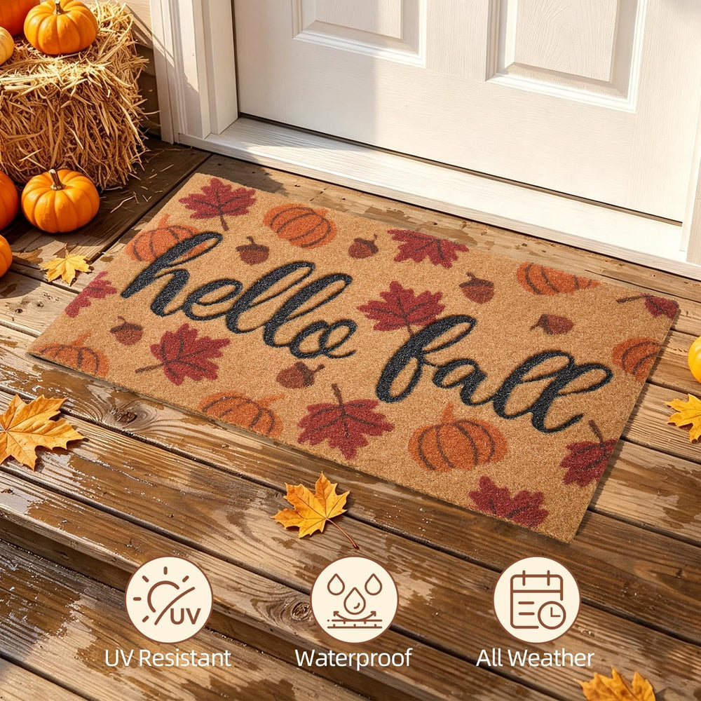 TYUU Fall Door Mat, Hello Fall Welcome Mat for Outdoor Entrance 24" x 36...
