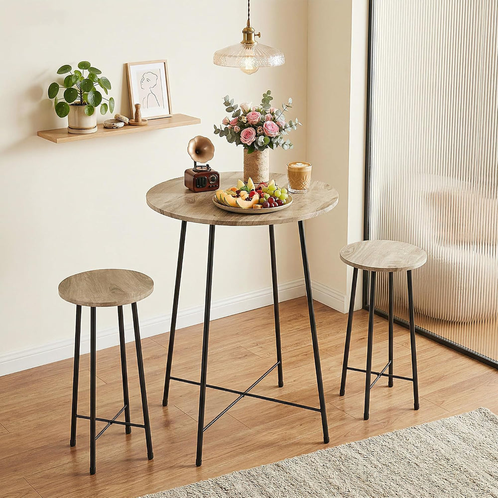 VECELO 3 Piece Pub Table and Chairs Sets Counter Height Bistro Bar Sets with ...