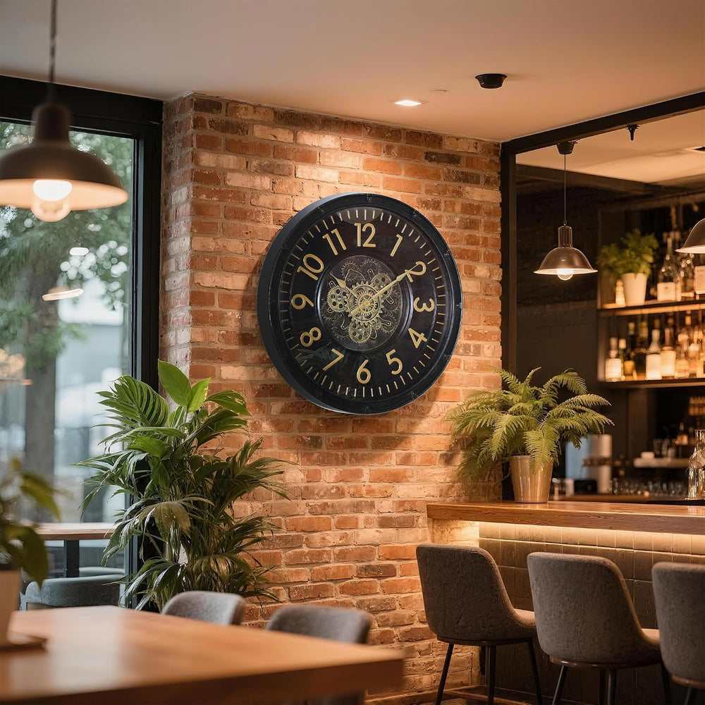 AYRELY® 24IN Decorative Moving Gear Large Wall Clock, Oversized Industrial St...